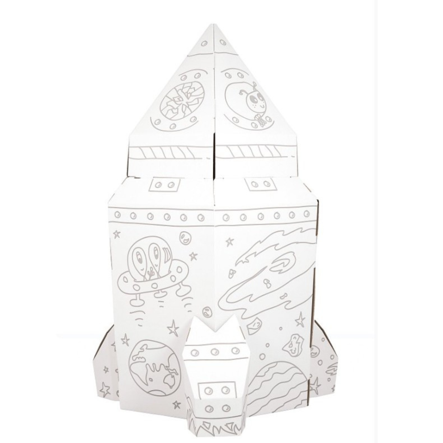 Lielais kosmosa kuģis — kartona rotaļu māja un milzu krāsojamā rotaļlieta bērniem
