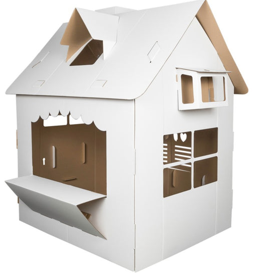 Saliekama kartona spēļu māja bērniem, Dārza māja, DIY, izkrāsošanai, 3+