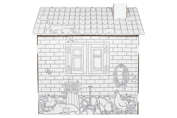 Radoša spēļu kartona māja Ferma bērniem krāsošanai un salikšanai dāvana, 3+, lieliska dāvana, DIY