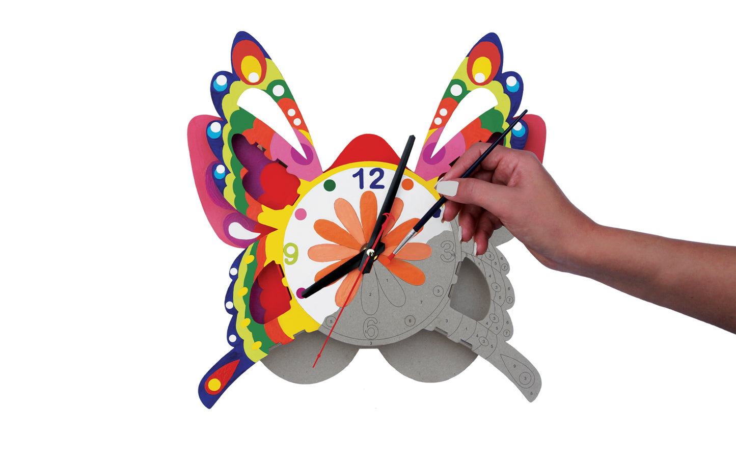 Clock with contours, 3D, eco-friendly, gift, for children, cardboard toy, 7+