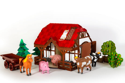 House Farm 3 D cardboard constructor, 5+, DIY, gift for children, coloring set, eco-friendly