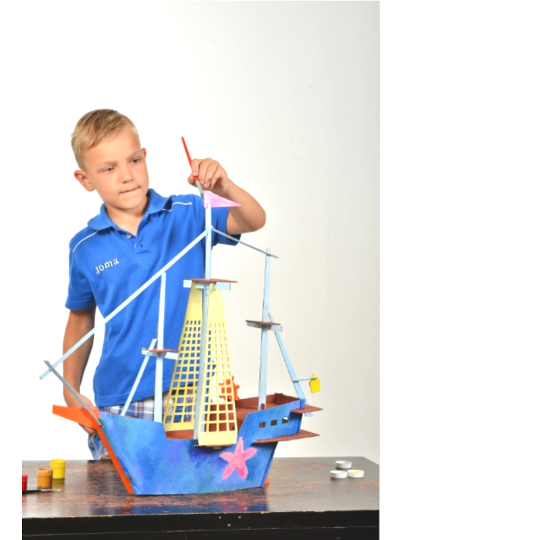 3D radoša rotaļlieta - modelis "Kuģis", saliec un izkrāso pats, bērniem no 7+ gadiem