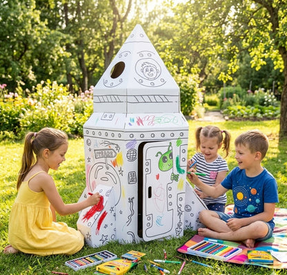 Grand Space Ship – Cardboard Playhouse & Giant Coloring Toy for Kids