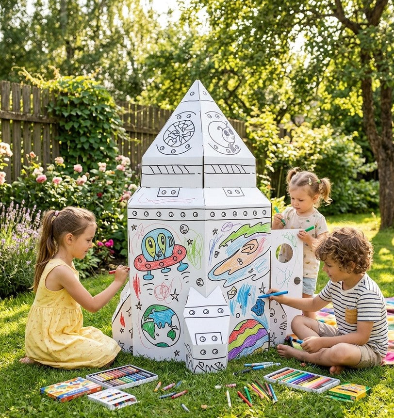 Grand Space Ship – Cardboard Playhouse & Giant Coloring Toy for Kids