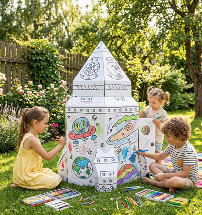 Grand Space Ship – Cardboard Playhouse & Giant Coloring Toy for Kids