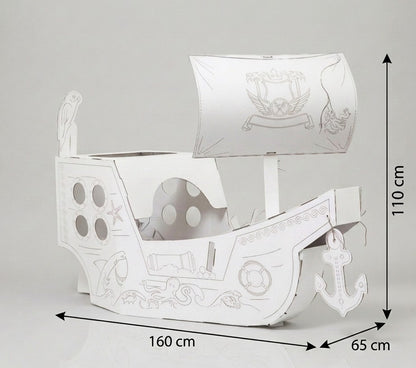 Bateau pirate créatif en carton, à décorer, bricolage, blanc, grand, 3+ ans 