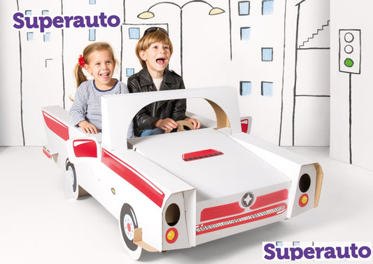 Super auto, saliekams kartona spēļu auto bērniem, DIY, izkrāsošanai un aplīmēšanai, 3+
