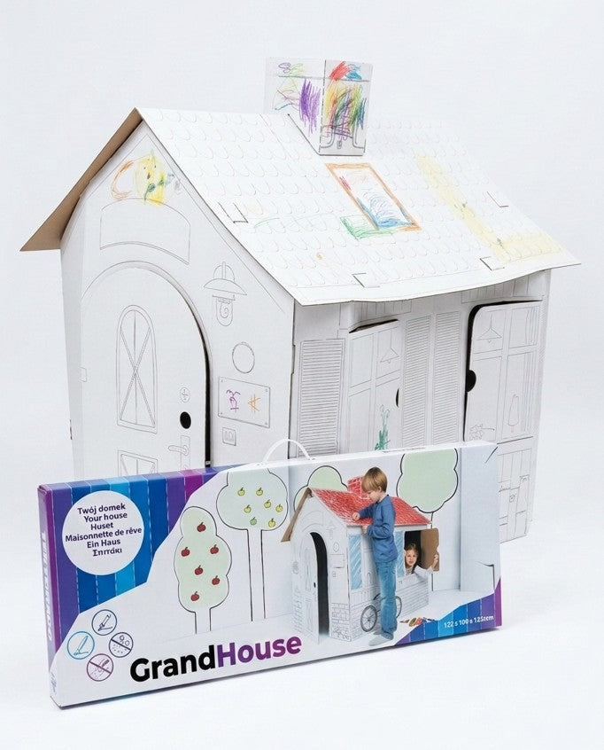 Cardboard playhouse for children GrandHouse, DIY, for construction and coloring, 3+