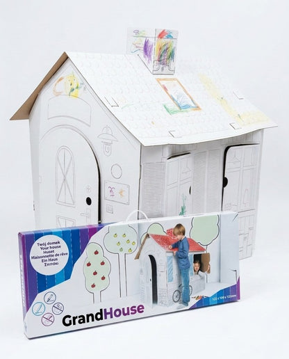 Cardboard playhouse for children GrandHouse, DIY, for construction and coloring, 3+