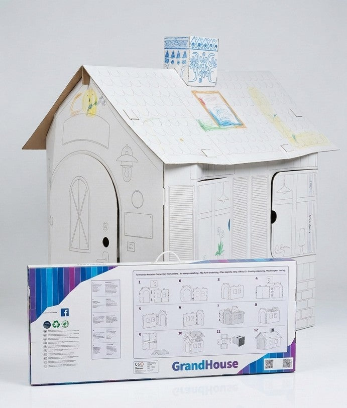 Cardboard playhouse for children GrandHouse, DIY, for construction and coloring, 3+