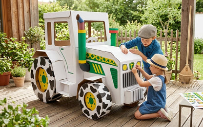 Traktors, saliekams kartona spēļu traktors bērniem, DIY, izkrāsošanai un aplīmēšanai, 3+