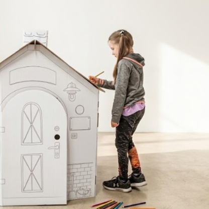 Cardboard playhouse for children GrandHouse, DIY, for construction and coloring, 3+