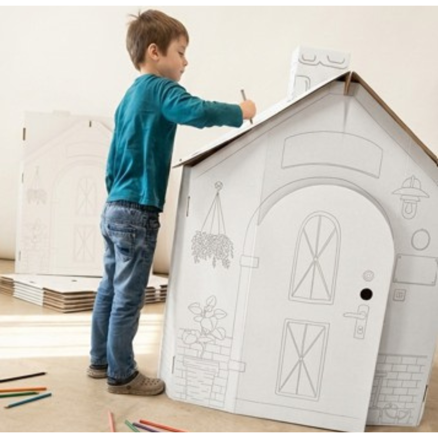 Cardboard playhouse for children GrandHouse, DIY, for construction and coloring, 3+