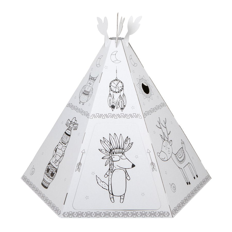 Saliekama kartona spēļu māja bērniem, Vigvams Telts, DIY, izkrāsošanai, 3+