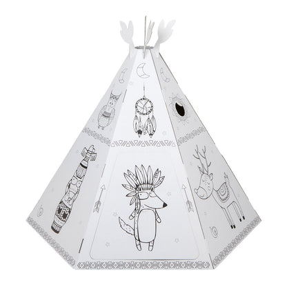 Saliekama kartona spēļu māja bērniem, Vigvams Telts, DIY, izkrāsošanai, 3+