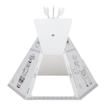 Saliekama kartona spēļu māja bērniem, Vigvams Telts, DIY, izkrāsošanai, 3+