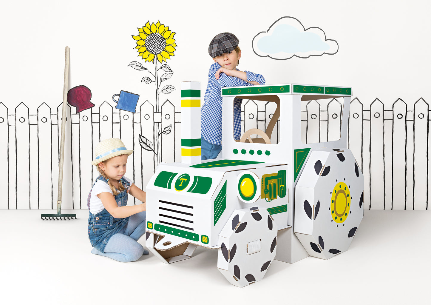 Traktors, saliekams kartona spēļu traktors bērniem, DIY, izkrāsošanai un aplīmēšanai, 3+