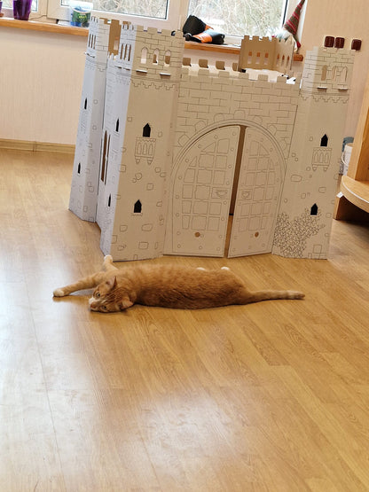 Pappspielhaus für Kinder, Spielburg, DIY zum Aufbauen und Ausmalen