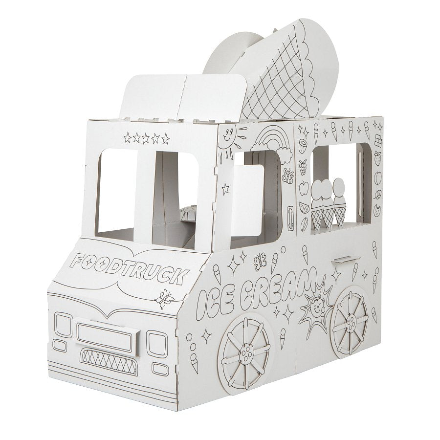 Saliekama kartona spēļu māja bērniem, Gardumu furgons, DIY, izkrāsošanai, 3+