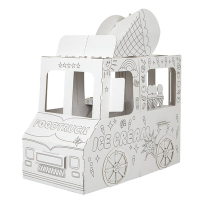 Saliekama kartona spēļu māja bērniem, Gardumu furgons, DIY, izkrāsošanai, 3+