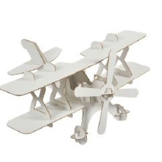 Airplane model kit, cardboard toy for construction and painting, DIY, 3D, white, 6+