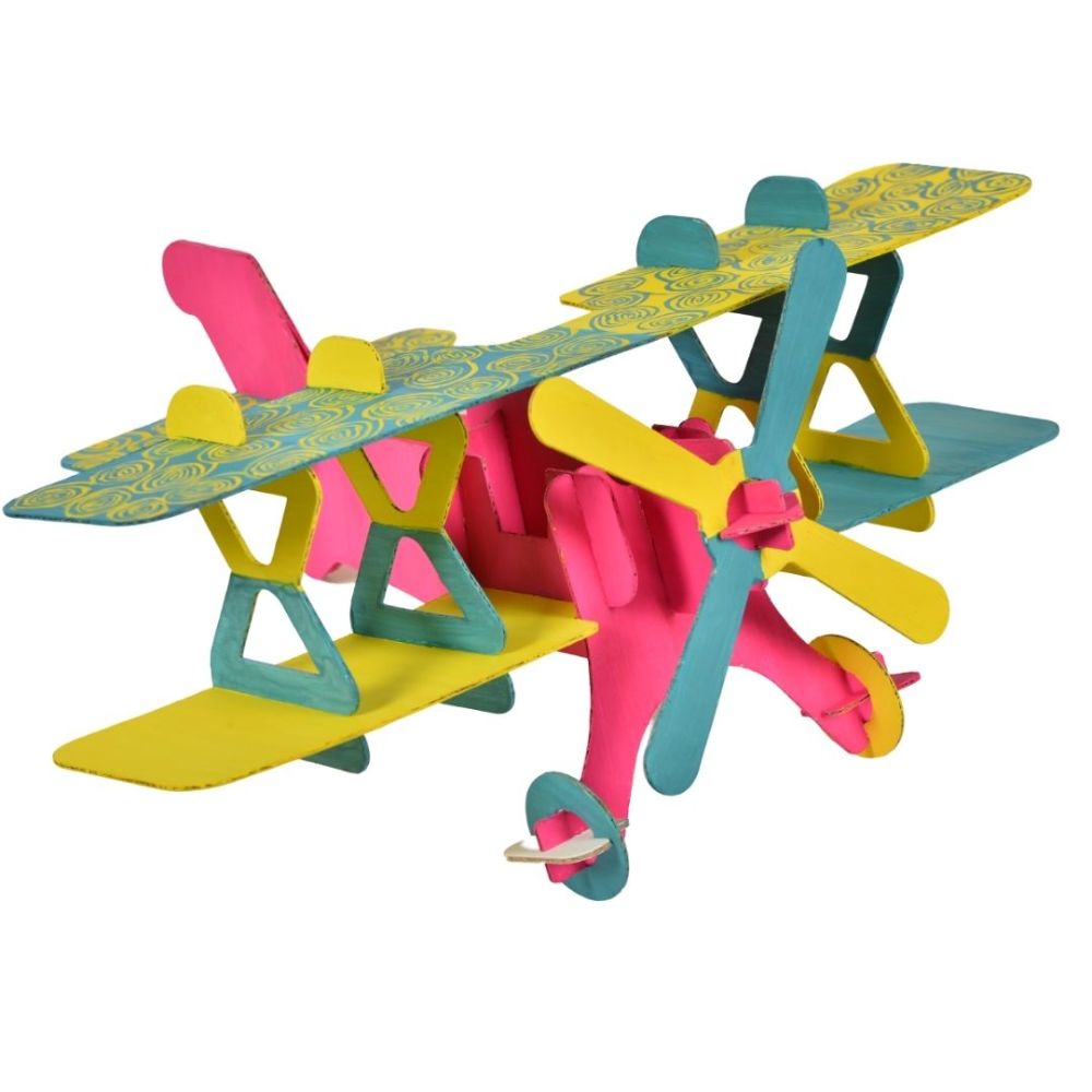 Flugzeugmodellbausatz, Pappspielzeug zum Bauen und Bemalen, DIY, 3D, weiß, 6+
