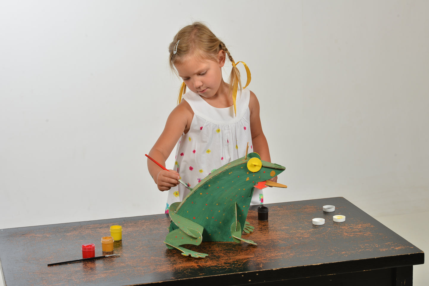 Kit de modèle de grenouille, jouet en carton pour la construction et la peinture, bricolage, 3D, blanc, 6+ ans