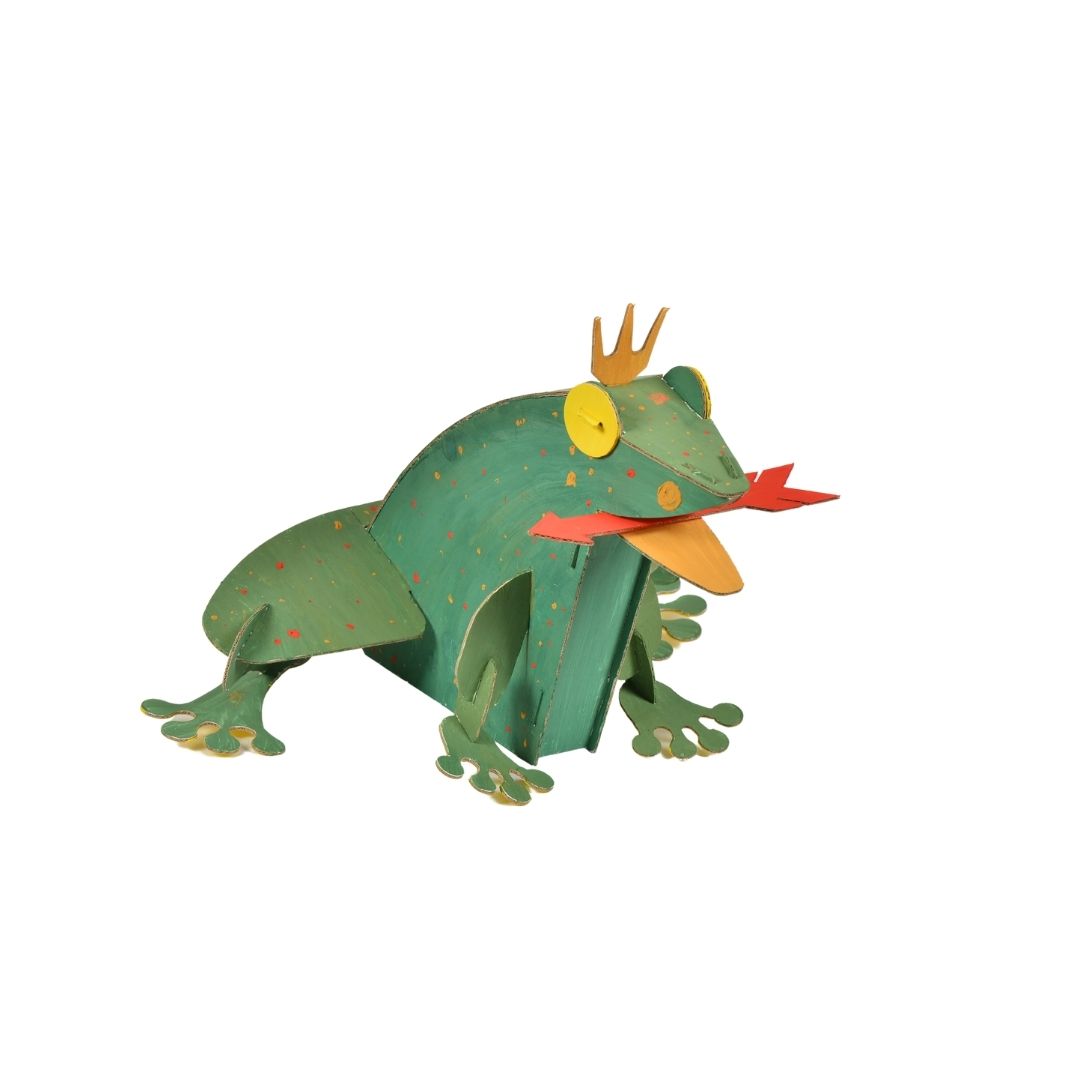 Frosch-Modellbausatz, Pappspielzeug zum Bauen und Bemalen, DIY, 3D, weiß, ab 6 Jahren