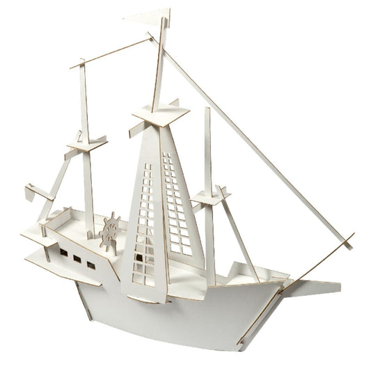 Cardboard Ship model kit, toy for construction and painting, DIY, 3D, white, 7+ years