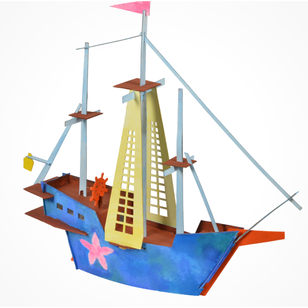 Schiffsmodellbausatz aus Pappe, Spielzeug zum Bauen und Bemalen, DIY, 3D, weiß, ab 7 Jahren