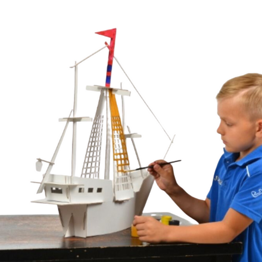 Schiffsmodellbausatz aus Pappe, Spielzeug zum Bauen und Bemalen, DIY, 3D, weiß, ab 7 Jahren
